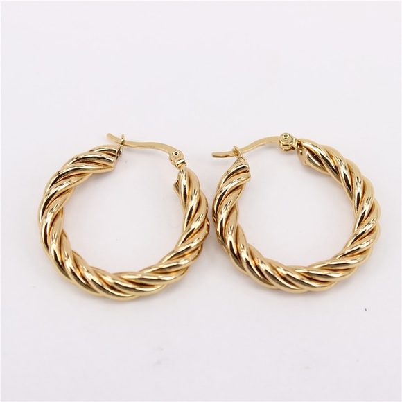 6 Pairs Gold Chunky Hoop Earrings set - Picture 7 of 11